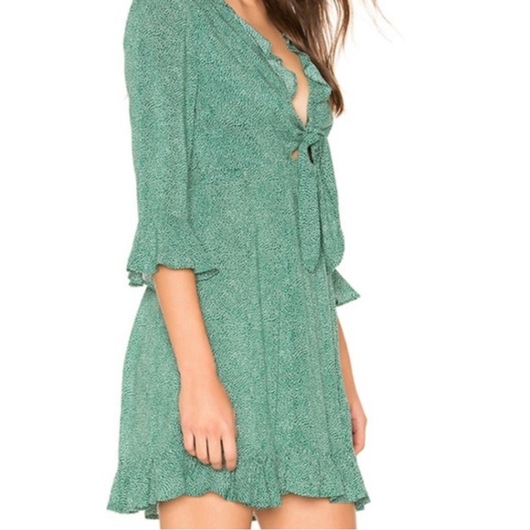 Auguste The Label Diamond Rumba Sleeved Mini Dress Green US4 - Picture 3 of 15